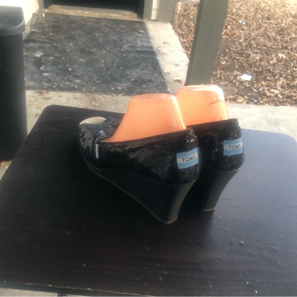 TOMS Women's Black Electra Espadrille Wedge Heel Open Toe Brown Size W12 - Picture 7 of 11